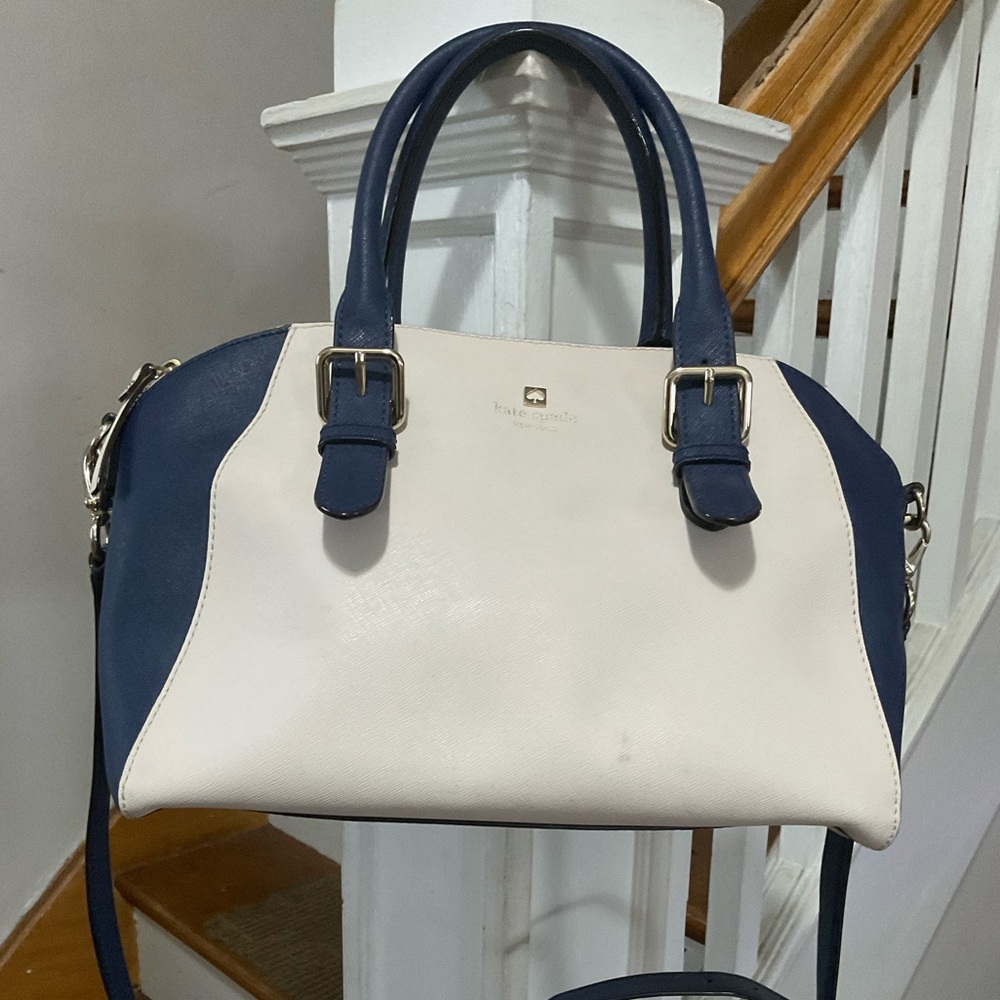 Kate Spade Bag Cove Street Pippa Satchel Cream/Blue. In Very Good Condition.